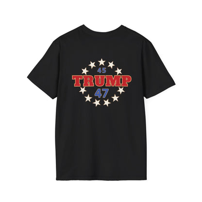 "Trump 45-47 Circle of Stars", Unisex Softstyle T-Shirt