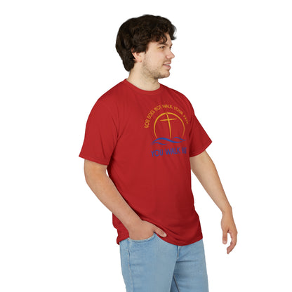 "God Does Not Walk Your Path", Unisex T-shirt (Light Cherry Red)