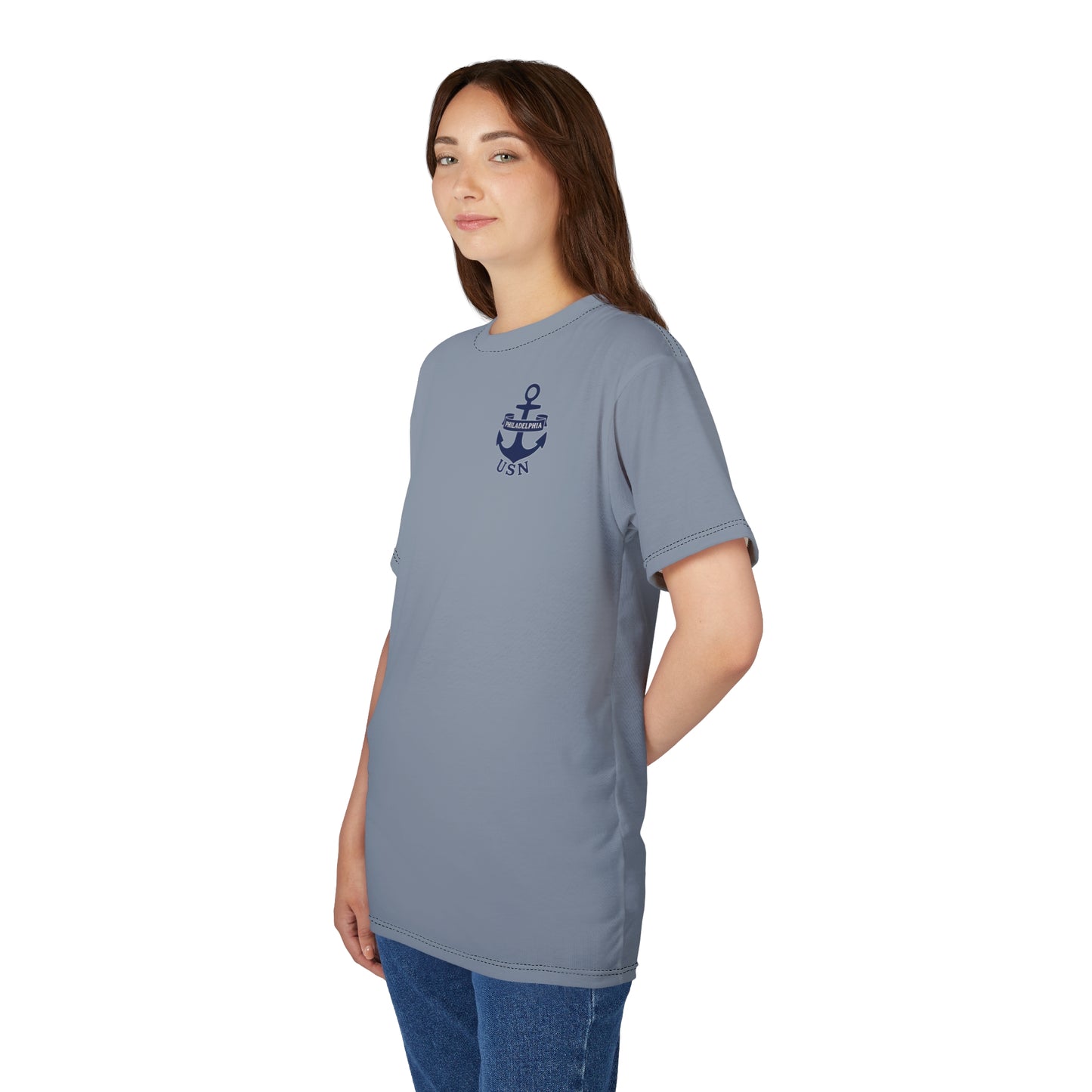 "USN Anchor", Unisex T-shirt (Steel-Deck Grey)