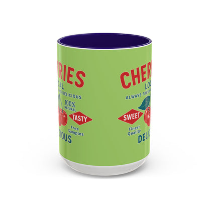 "Delicious Cherries", Colorful Mugs (11oz, 15oz) (Orchard Lime)