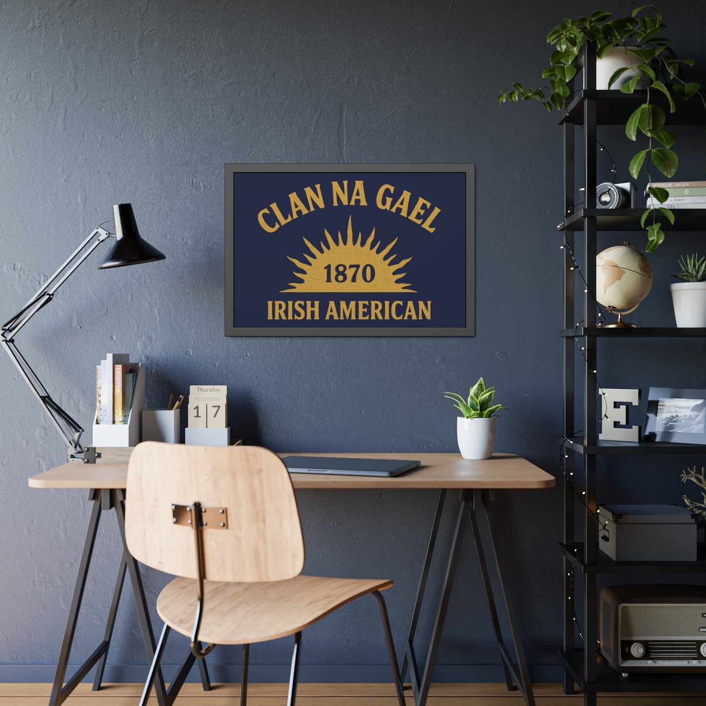 "Clan na Gael - Irish American", Framed Paper Poster (Mariana Blue)