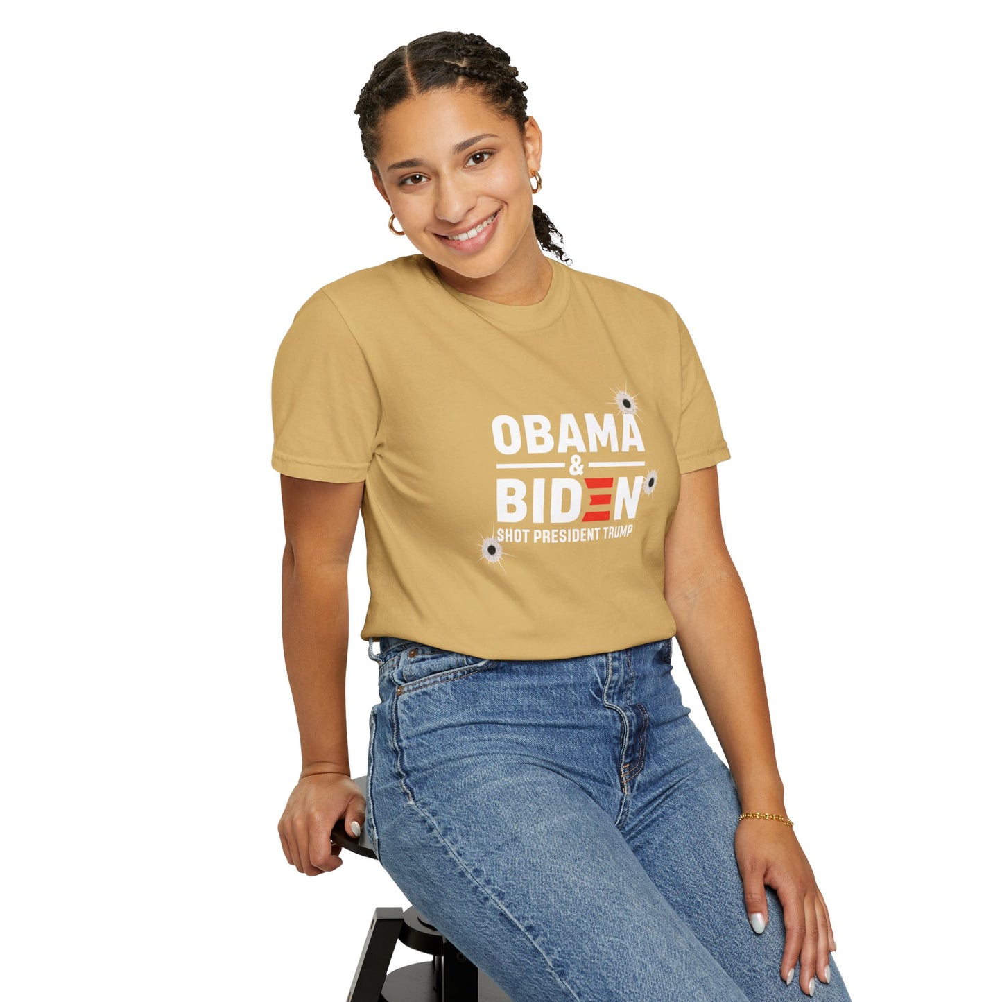 "Obama & Biden Shot President Trump", Unisex Black T-shirt