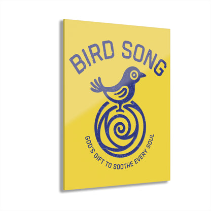 "Bird Song", Christian Acrylic Wall Prints (French Cleat Hanging) (Lady Finger Banana Yellow)