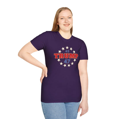 "Trump 45-47 Circle of Stars", Unisex Softstyle T-Shirt