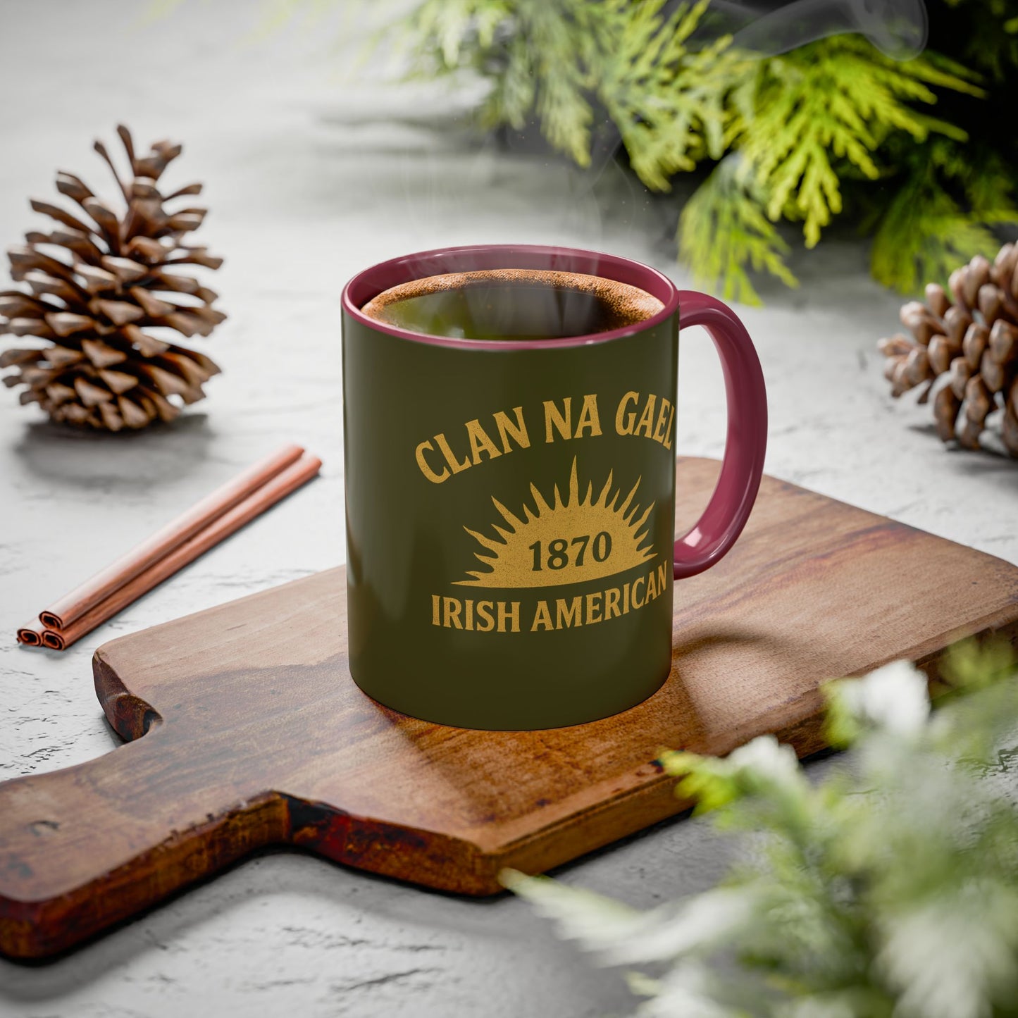 "Clan na Gael - Irish American", Colorful Mugs (11oz, 15oz) (Fianna Green)