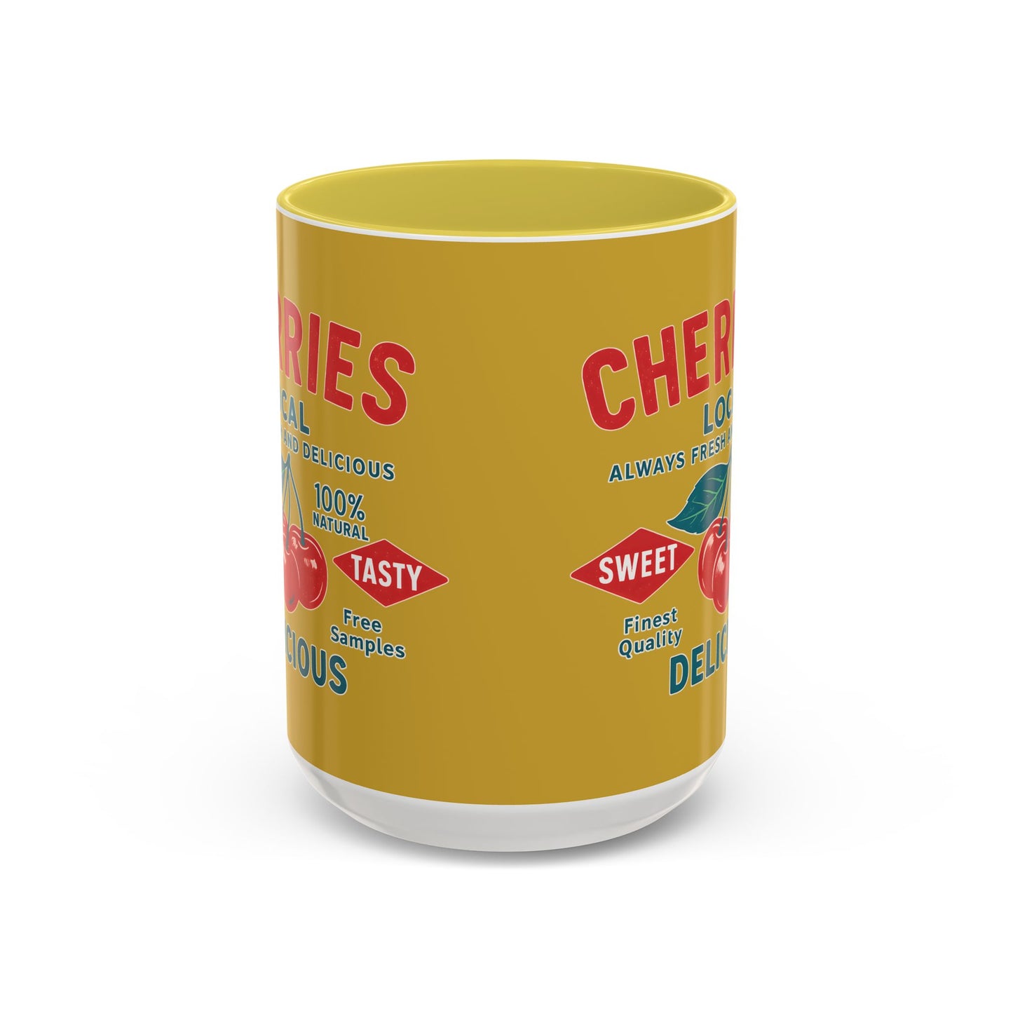 "Delicious Cherries", Colorful Mugs (11oz, 15oz) (Forgelight Gold)