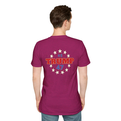 "Trump 45-47 Circle of Stars", Unisex Softstyle T-Shirt