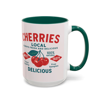 "Delicious Cherries", Colorful Mugs (11oz, 15oz) (Sea Salt Sherbet)