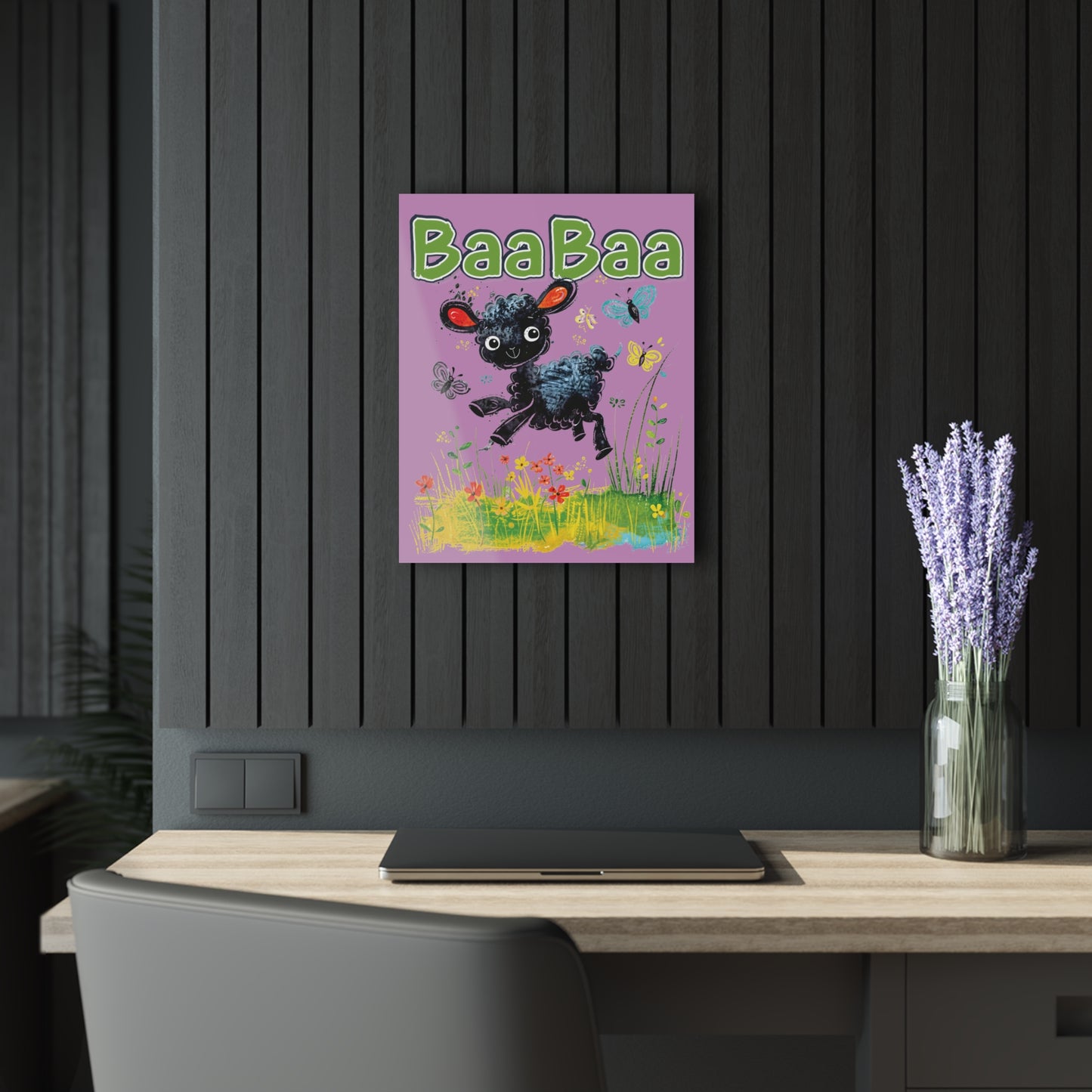 "Baa Baa Black Sheep", Acrylic Wall Prints (French Cleat Hanging) (Sanctified Petal)