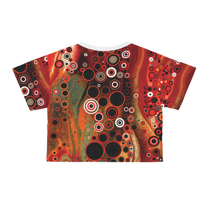"Abstract #08", Wearable Fine Art Crop Tee (Frost White Collar)