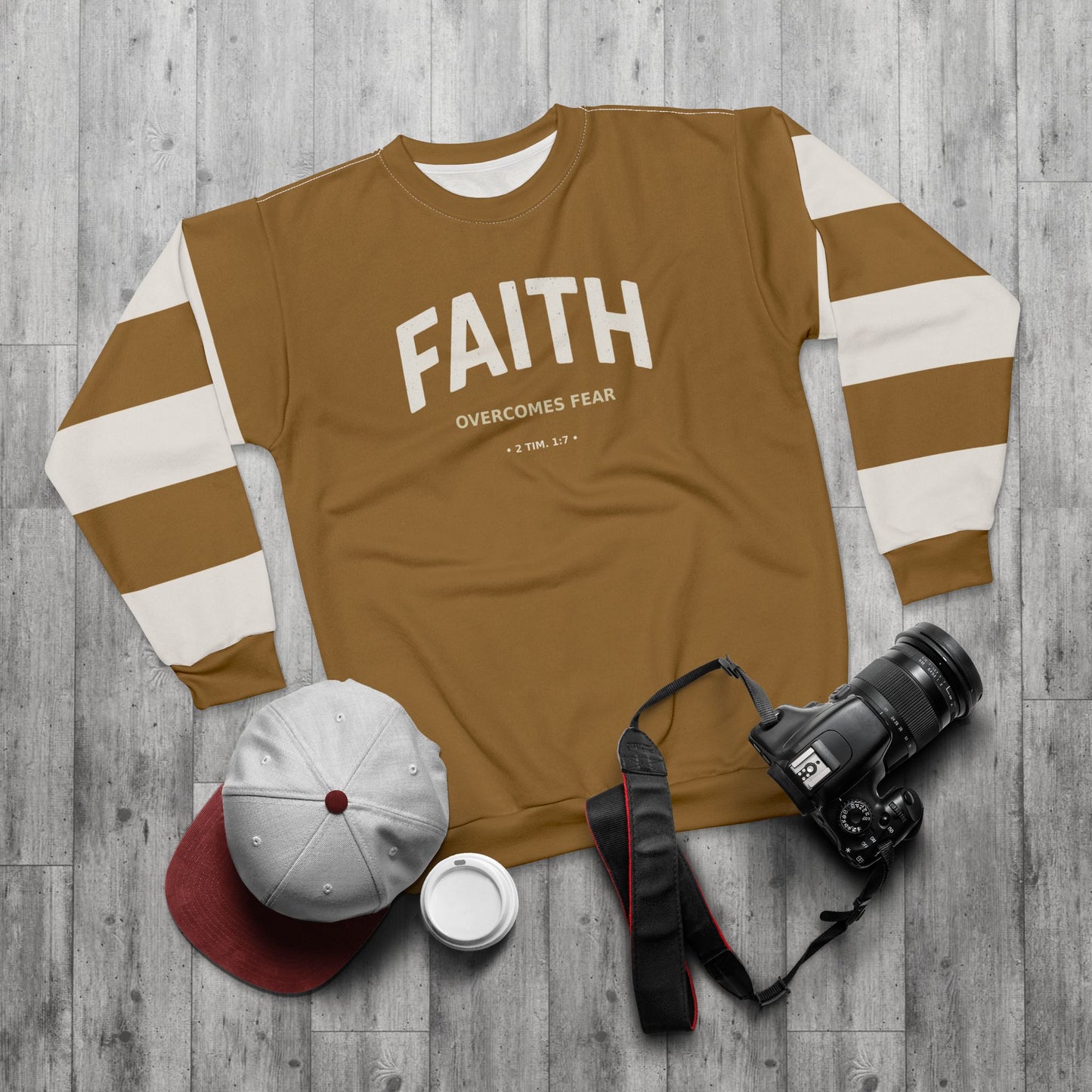 "Faith Overcomes Fear", Unisex Sweatshirt (Golden Brown)