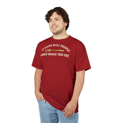 ''Forks Make You Fat", Unisex T-shirt (Skye Red)