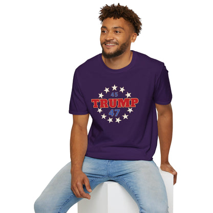 "Trump 45-47 Circle of Stars", Unisex Softstyle T-Shirt