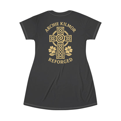 "Archie Kilmor Cross - Reforged" #01, Wearable Art T-Shirt Dress (Matte Black)