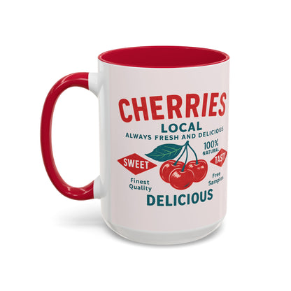 "Delicious Cherries", Colorful Mugs (11oz, 15oz) (Sea Salt Sherbet)