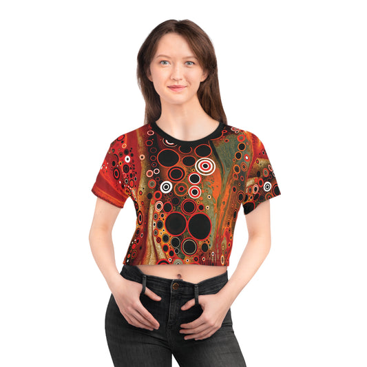 "Abstract #08", Wearable Fine Art Crop Tee (Void Black Collar)