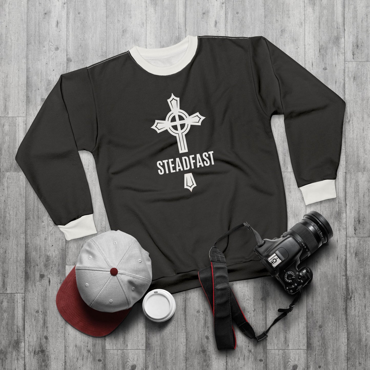 "Steadfast Cross", Unisex Sweatshirt (Void Black)