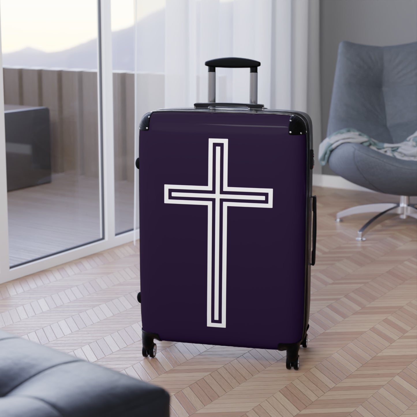 "A Simple Cross" Suitcases (Academic Purple)