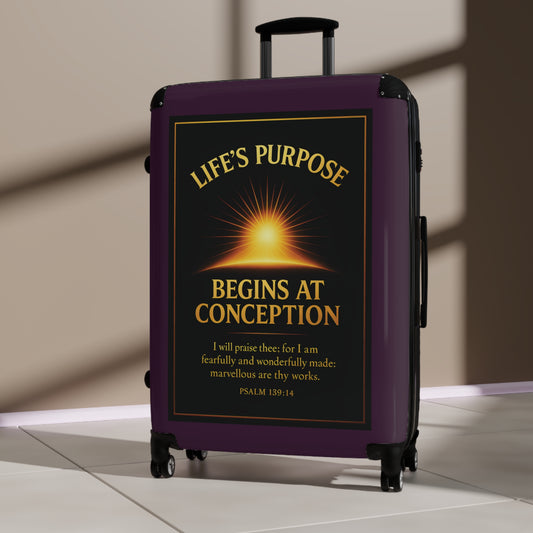 "Life's Purpose, Psalm 139:14", Suitcase (Synallactida Purple)
