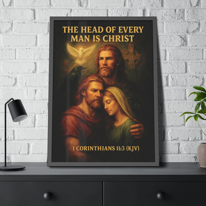 "1 Corinthians 11:3 (KJV)", Framed Paper Poster (Shadow Black)
