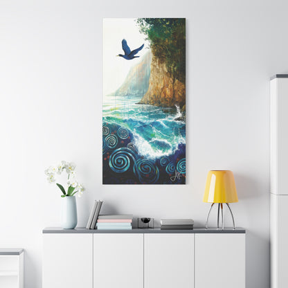 "Sky Kin VI – Gannet Over the Spiral Sea", Fine Art Matte Canvas, Stretched, 1.25"