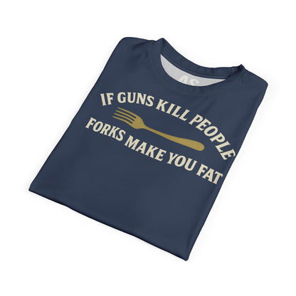 ''Forks Make You Fat", Unisex T-shirt (Union Army Blue)