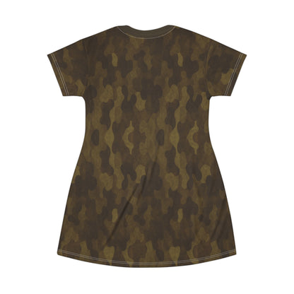 "Swamp Recon Camouflage", T-Shirt Dress (Bayou Bark Collar)