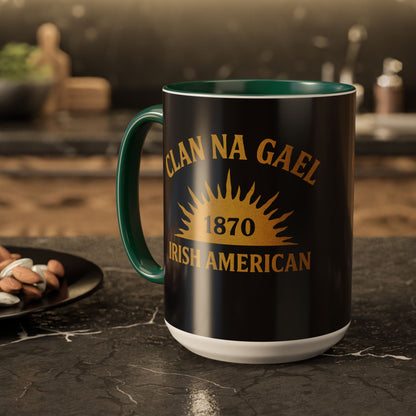 "Clan na Gael - Irish American", Colorful Mugs (11oz, 15oz) (Raven Black)