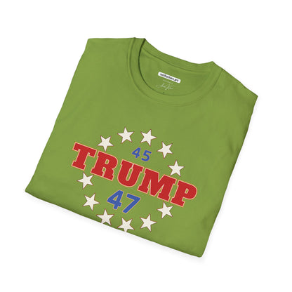 "Trump 45-47 Circle of Stars", Unisex Softstyle T-Shirt