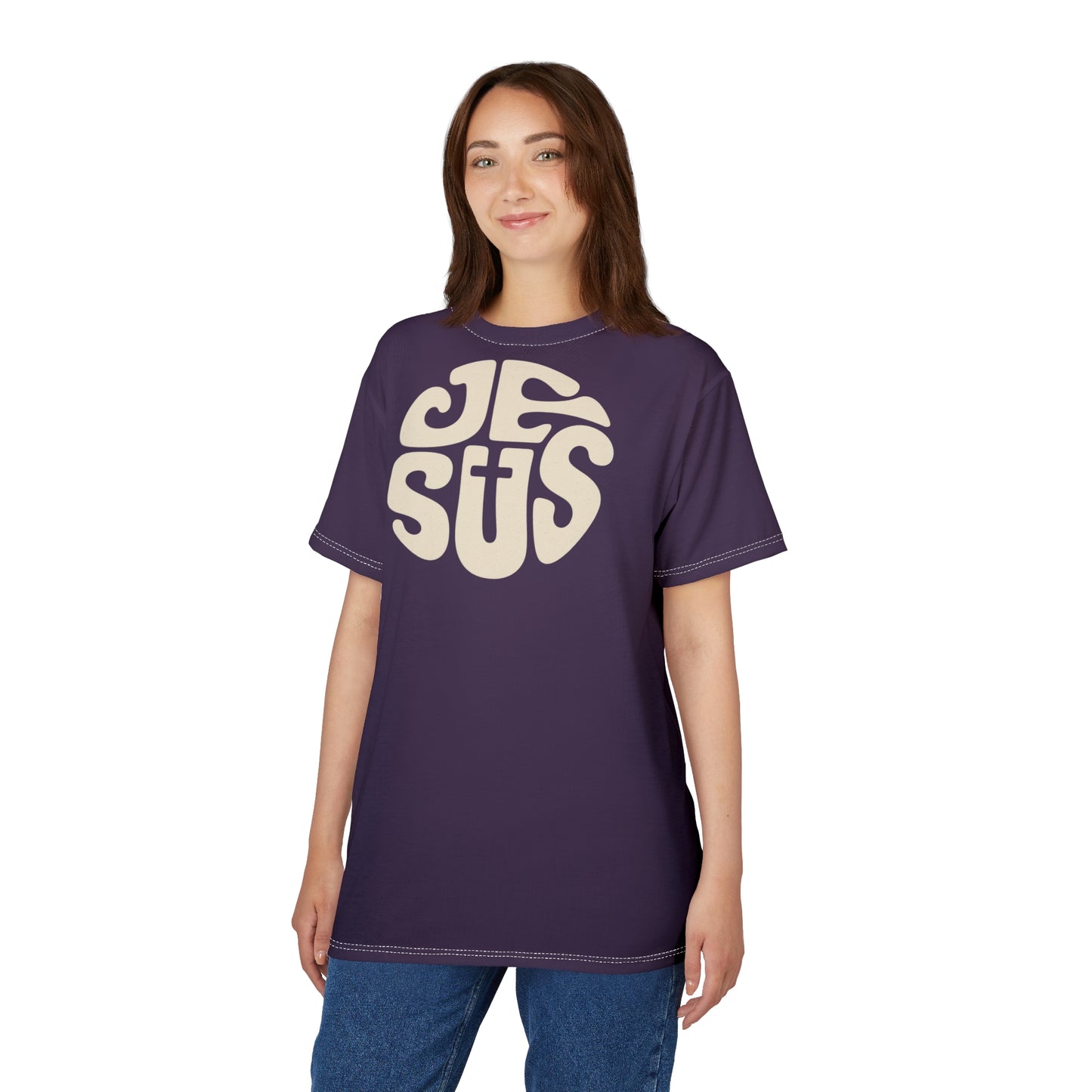 "Retro Jesus", Unisex T-shirt (Acai Berry)