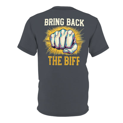 "Bring Back The Biff", Unisex T-shirt (Hebridean Grey)