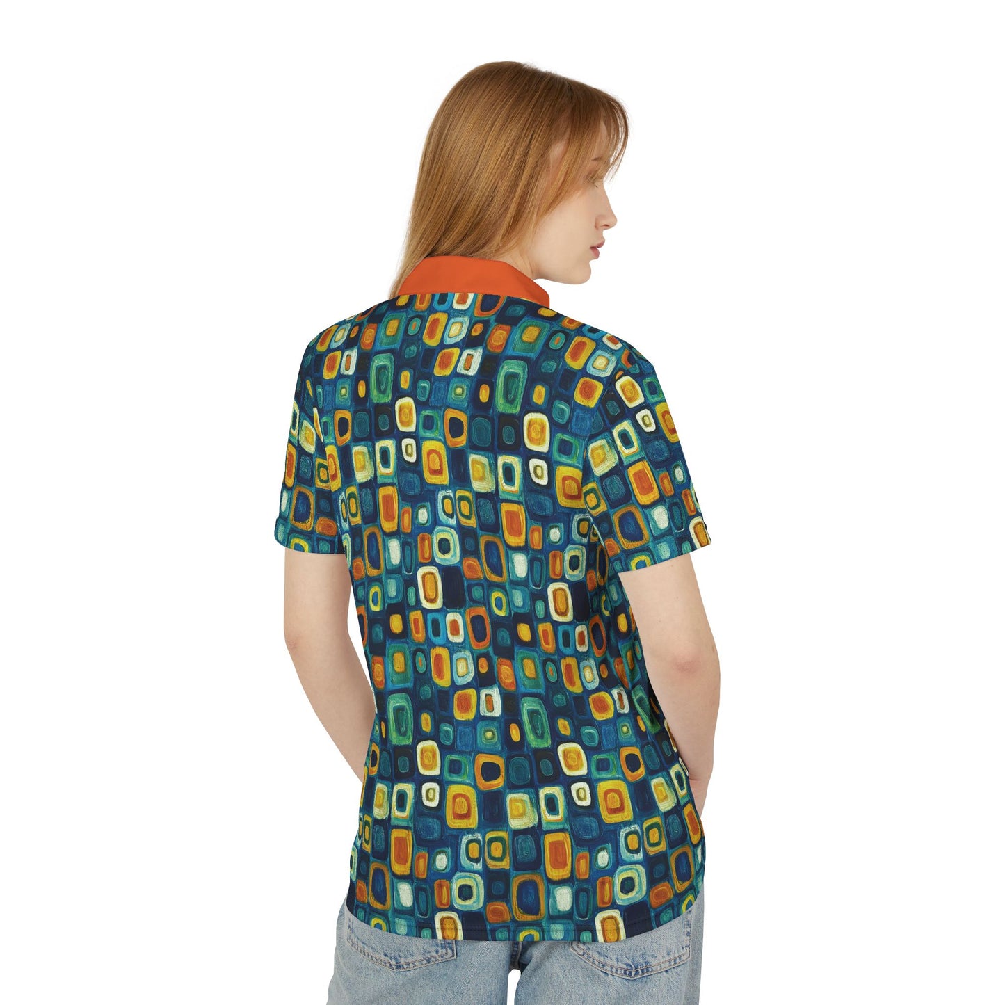 "Soul Mosaic", Unisex Polo Shirt (Orange Collar)