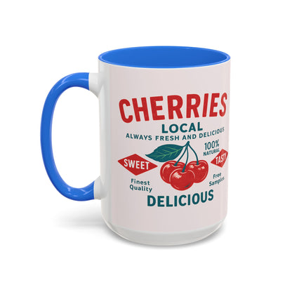 "Delicious Cherries", Colorful Mugs (11oz, 15oz) (Sea Salt Sherbet)