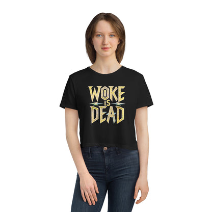 "Woke is Dead", Women's Flowy Cropped Tee
