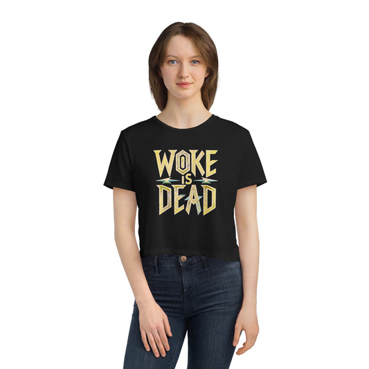 "Woke is Dead", Women's Flowy Cropped Tee