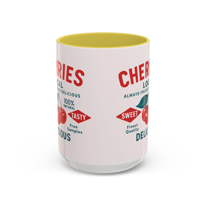 "Delicious Cherries", Colorful Mugs (11oz, 15oz) (Sea Salt Sherbet)