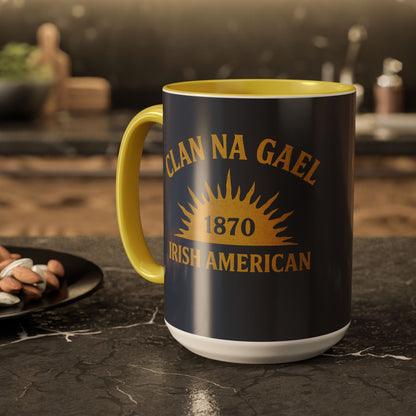 "Clan na Gael - Irish American", Colorful Mugs (11oz, 15oz) (Blue Burka Grey)