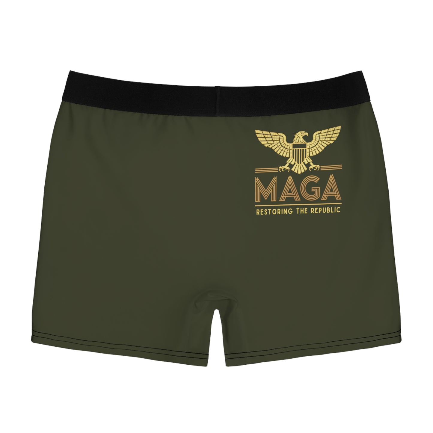 "MAGA - Restoring the Republic", Men's Boxer Briefs (Dark Olive Green)