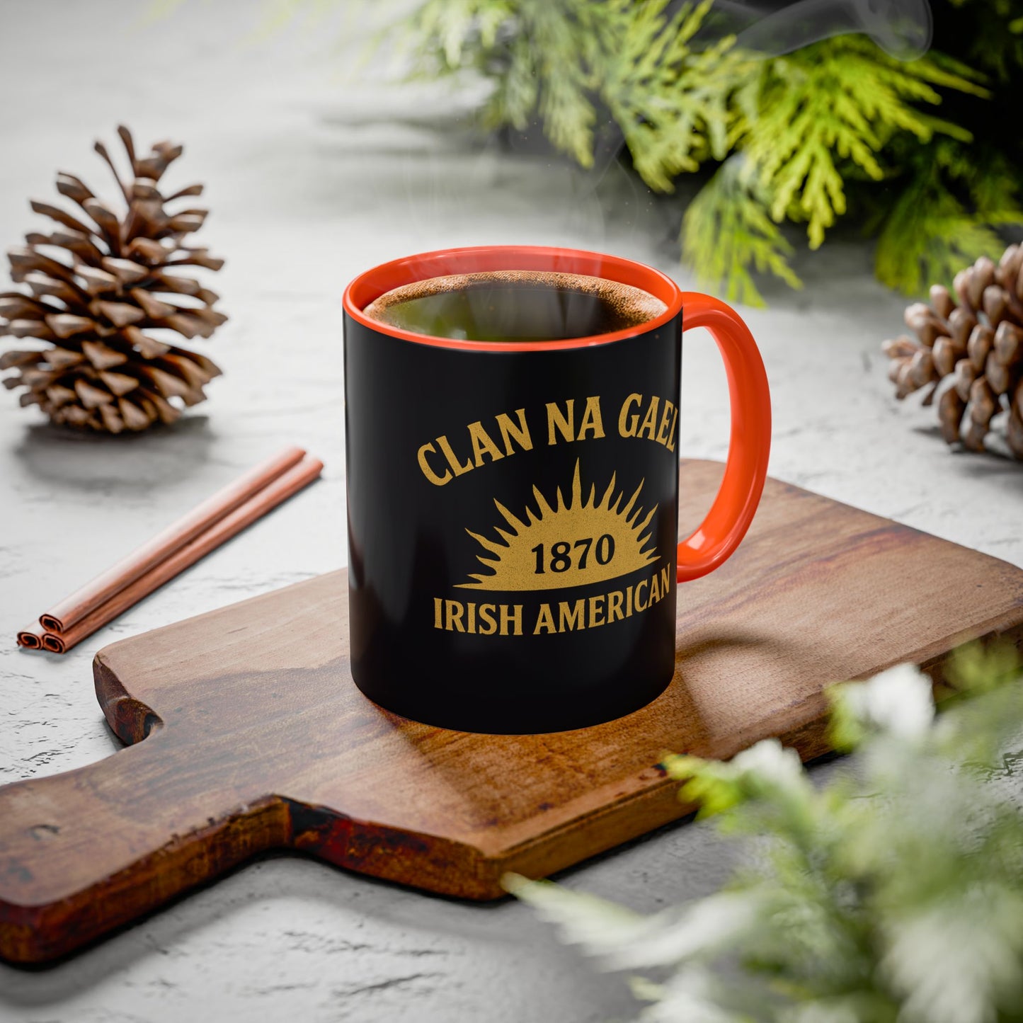 "Clan na Gael - Irish American", Colorful Mugs (11oz, 15oz) (Raven Black)