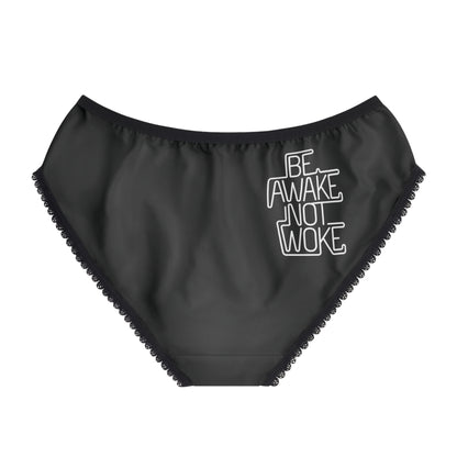 "Be Awake Not Woke" #1, Women's Briefs (Void Black)