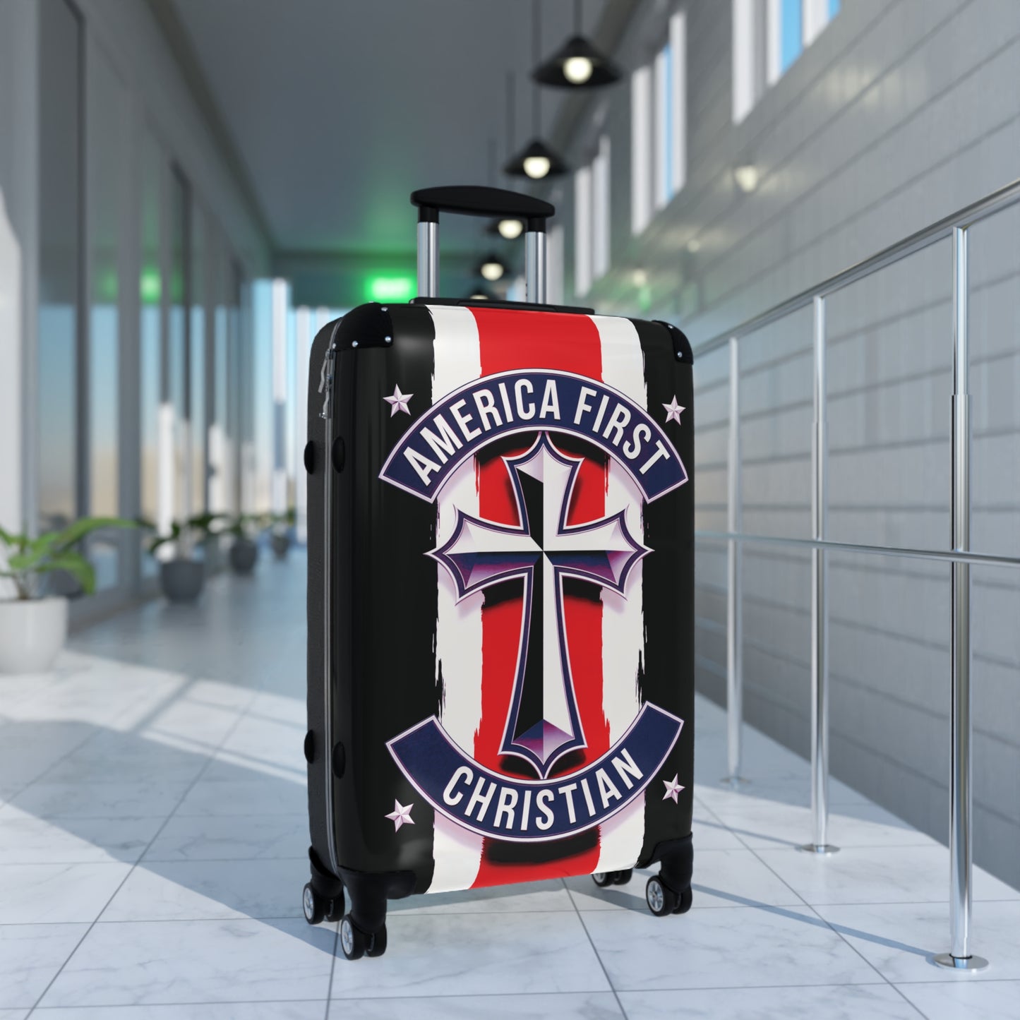"America First Christian" Wall Art #02 Suitcases (Moonless Black)