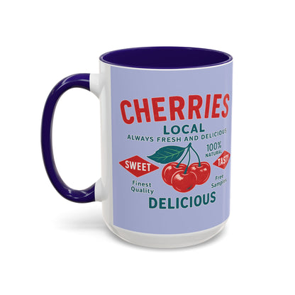 "Delicious Cherries", Colorful Mugs (11oz, 15oz) (Retro Periwinkle)