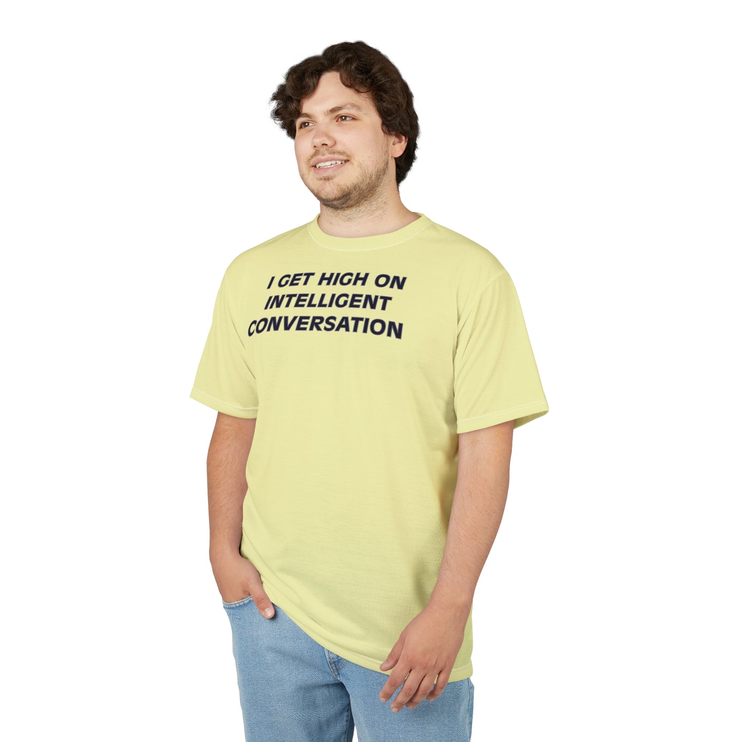 "Intelligent Conversation", Unisex T-shirt (Lamenters Yellow)
