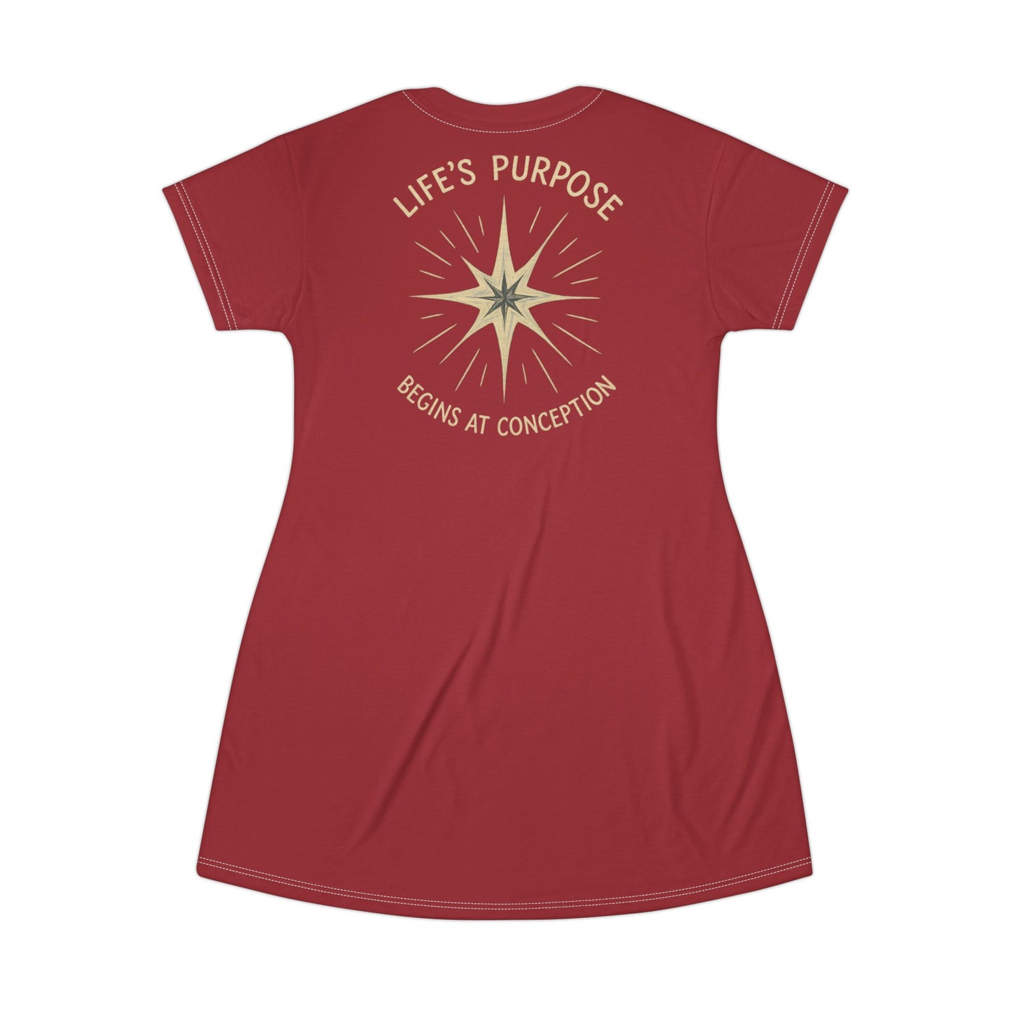 "Life's Purpose Begins at Conception #02", T-Shirt Dress (Cherry Red)
