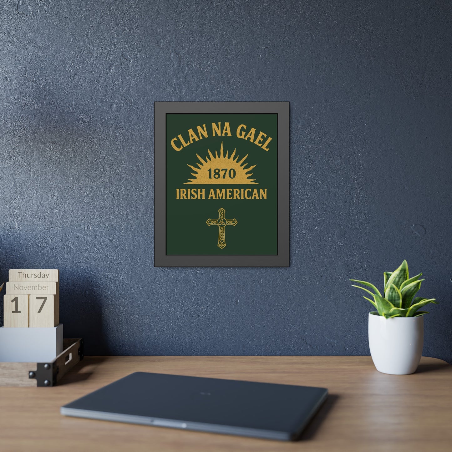 "Clan na Gael - Irish American", Framed Paper Poster (Fenian Green)