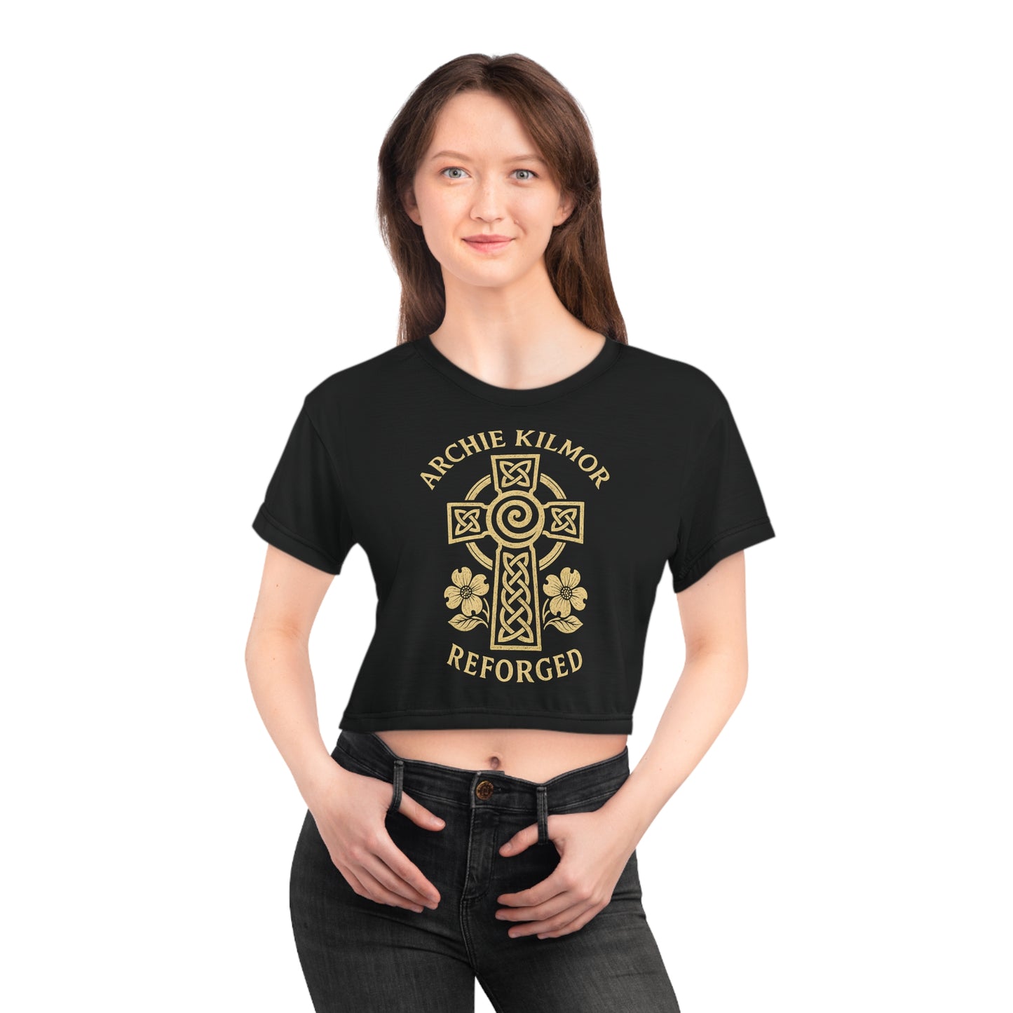"Archie Kilmor Cross - Reforged" #01, Crop Tee (Moonless Black)